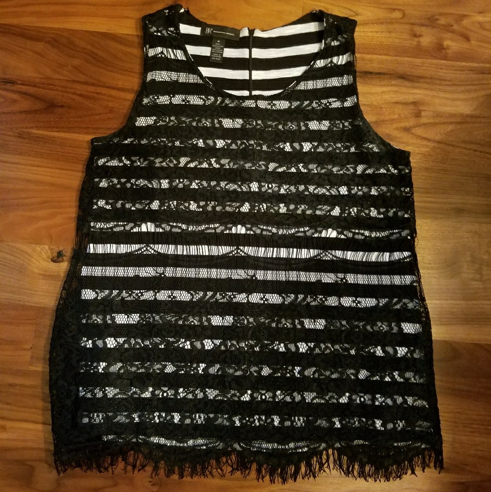 INC striped tank with lace overlay, worn a couple